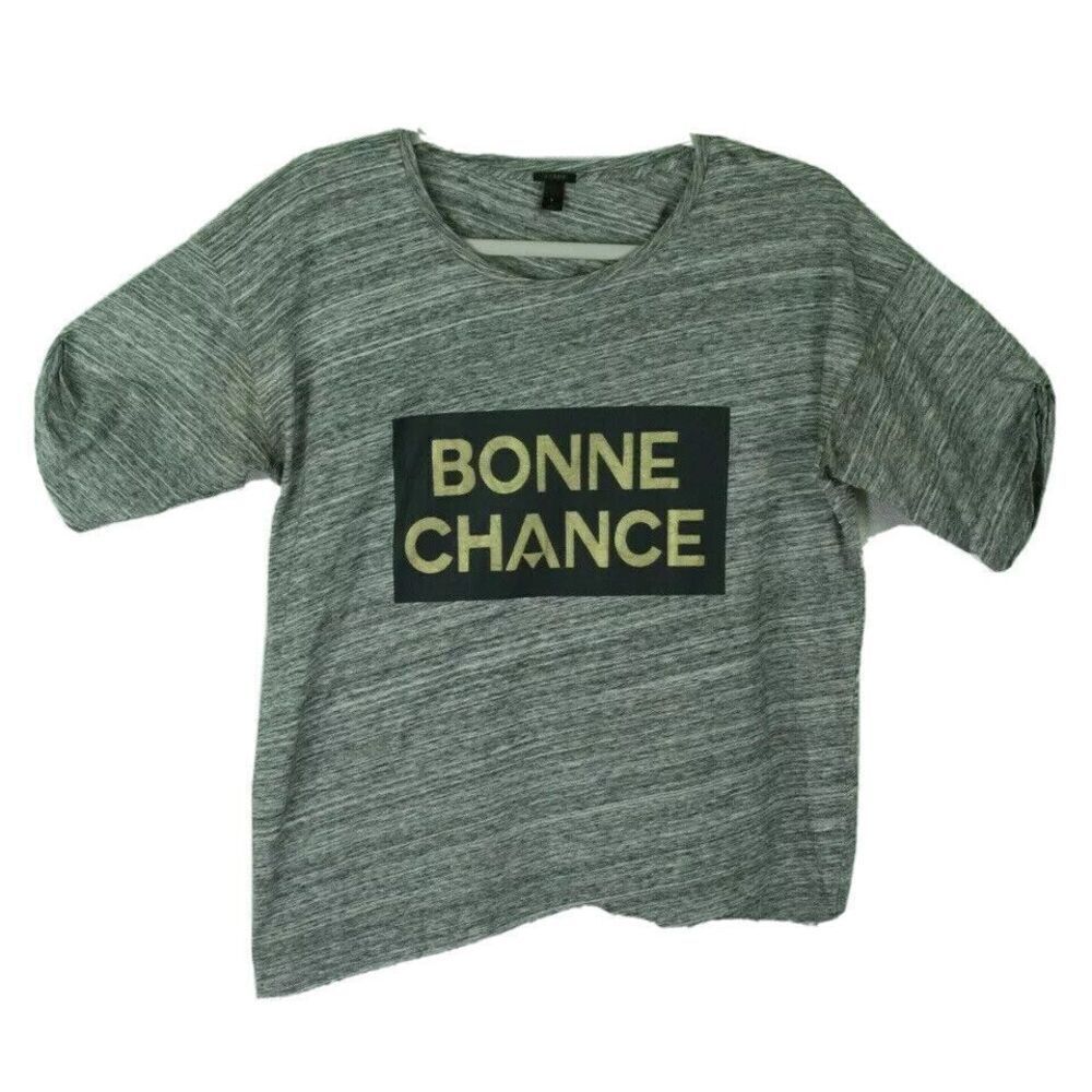 J. Crew T-Shirt Small Gray Womens BONNE CHANCE French Short Sleeve